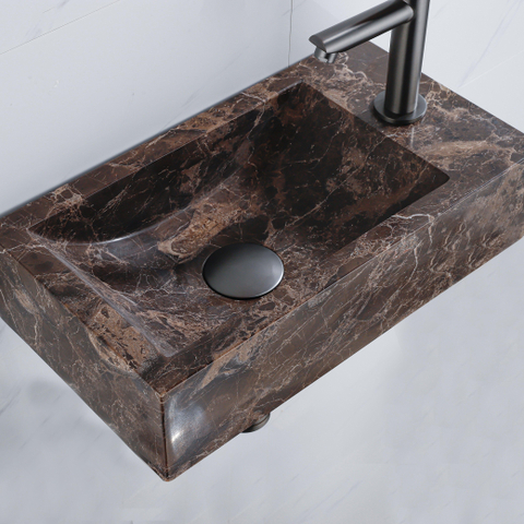 Saniclass Fuente fonteinset – rechthoekig – 40x22x10 cm – natuursteen antraciet – kraan geborsteld gunmetal SW1445949