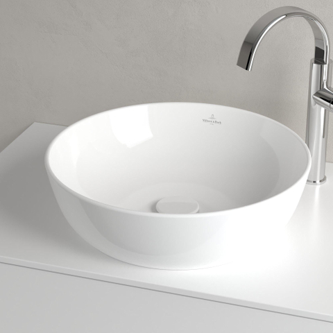 Villeroy & Boch Artis opzetwastafel - 43x43cm - zonder kraangat - zonder overloop CeramicPlus - White Alpine (glans wit) 1025293