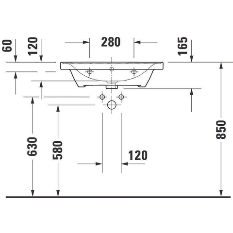 Duravit D-neo Wastafel - 65x48cm - met 1 kraangat - met overloop - wit SW640403