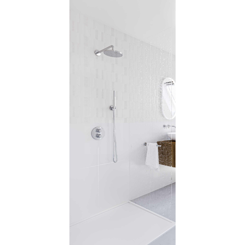 IVY Pact ensemble de douche pluie encastré – douche de tête medium Ø 30 cm – douchette bâton – support fixe – chrome SW1034883