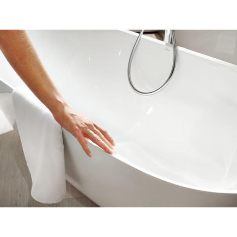 Villeroy & Boch theano vrijstaand duobad - 155x75cm - kunststof quaryl ovaal - glans wit SW480017
