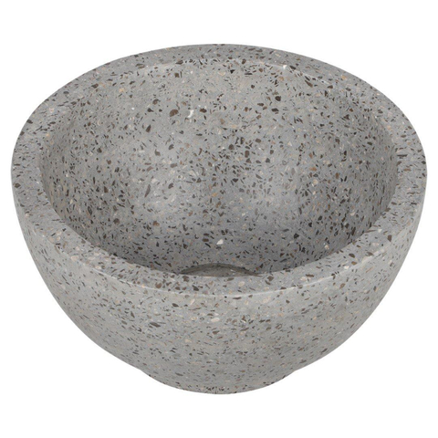 Differnz fontein – 40x21x10 cm – terrazzo grijs grof – zonder kraan – bruin eiken plateau SW794634