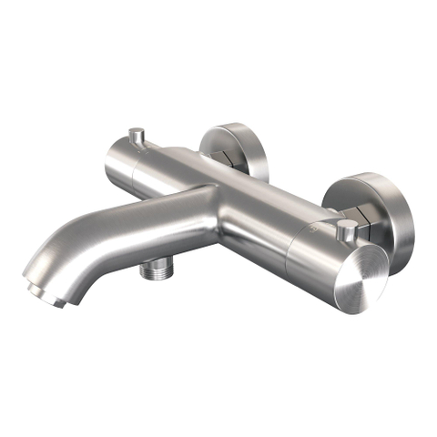 Robinet de baignoire Brauer Brushed Edition - barre de douche - 2 fonctions - 2 boutons lisses - douchette à main 1 fonction - PVD - inox brossé SW1164637