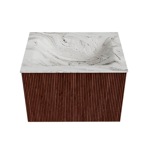 Mondiaz KURVE-DLUX Ensemble meuble de salle de bain - 60x46x40cm - 1 tiroir - vasque solid surface - centrale - sans trou de robinet - Ruby SW1415780