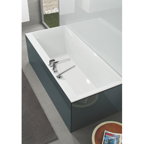 Villeroy & Boch Squaro edge 12 bad quaryl rechthoekig - 190x90x45cm - inclusief poten en afvoer /overloopcombinatie - glans wit 0942248