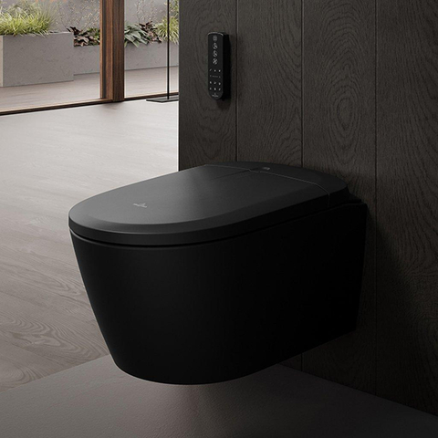 Villeroy & Boch Supreo Viclean douche wc - 61.2cm directflush CeramicPlus - spoelrandloos - Pure Black (zwart) SW1389918