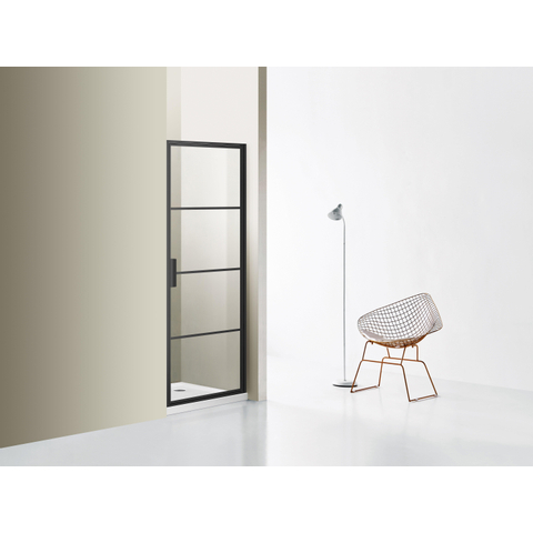 Marenza Bellini Porte de douche - 80x200cm - lignes de cadre extérieur - anti-calcaire - noir mat SW491678