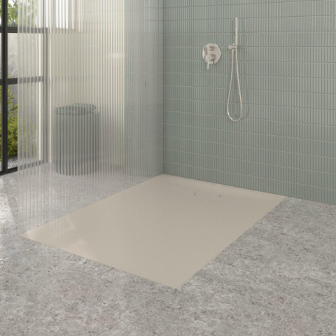 Villeroy & Boch Ecora douchebak - 140x100x3.5cm - afvoer korte zijde - almond (beige) SW1558902