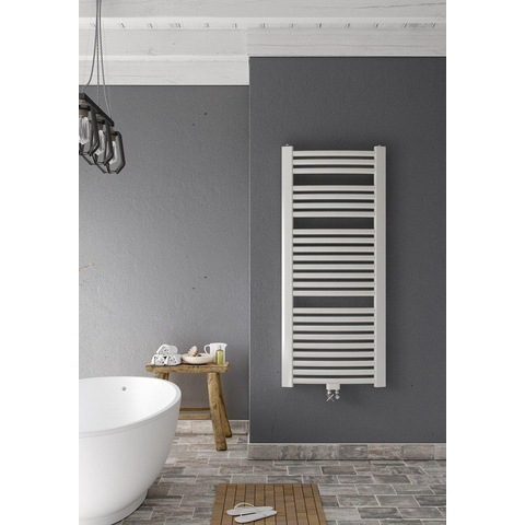 Instamat Milano gebogen elektrische handdoekradiator 75.5x149.5cm 1000watt inclusief wandconsoles wit SW793780