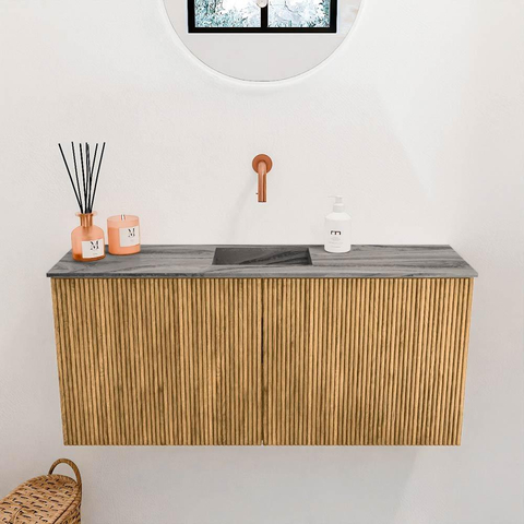 Mondiaz JOYA-DLUX 90cm toiletmeubel - kleur Oak - Wastafel FAYE positie Midden Zonder kraangat kleur Sombra. SW1424265