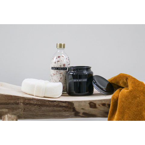 Wellmark Geurkaars - Fresh Linnen - groot - 9.5x11 - zwart glas - Let's Get Cozy SHOWROOMMODEL SHOW27005