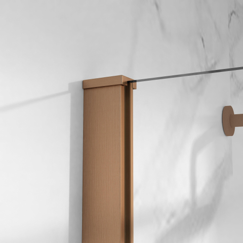 FugaFlow Eccelente Vetro Cabine de douche - 100x90x200 - Profil en verre de sécurité - anti-calcaire - Cuivre brossé PVD (Cuivre) SW1451110