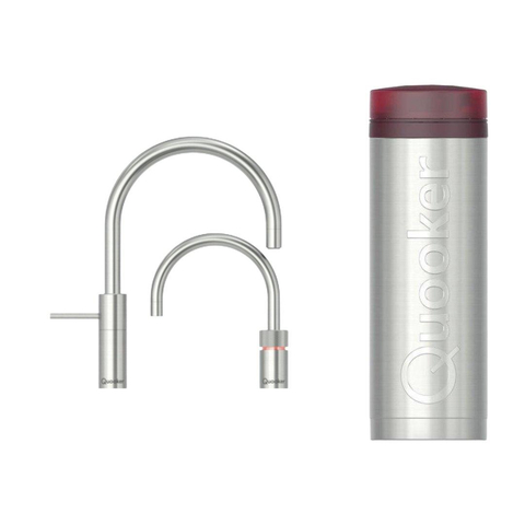 Quooker Nordic Square Twintaps kokendwaterkraan - draaibare uitloop - PRO3 reservoir - Warm / kokend water - RVS SW299640