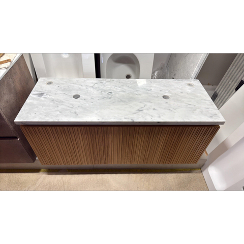 Saniclass Holz Base Badkameronderkast - 120cm - 1 lade - greeploos - eiken - met Forzalaqua topblad - marmer - OUTLET UDEN STORE44347