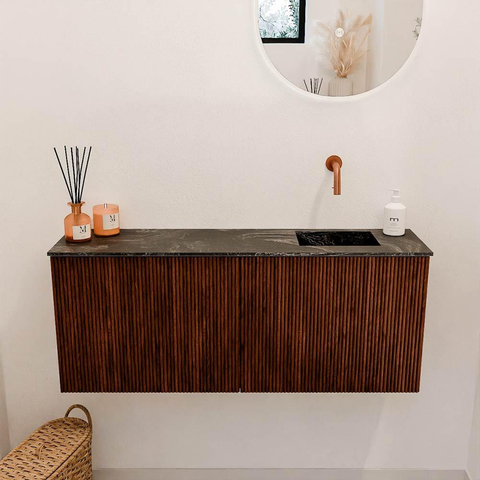 Mondiaz JOYA-DLUX 100cm toiletmeubel - kleur Ruby - Wastafel FAYE positie Rechts Zonder kraangat kleur Lava. SW1423640