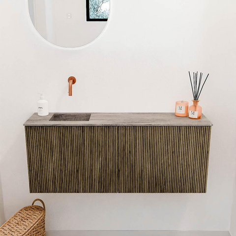 Mondiaz JOYA-DLUX 100cm toiletmeubel - kleur Dusk - Wastafel FAYE positie Links Zonder kraangat kleur Oza. SW1425993