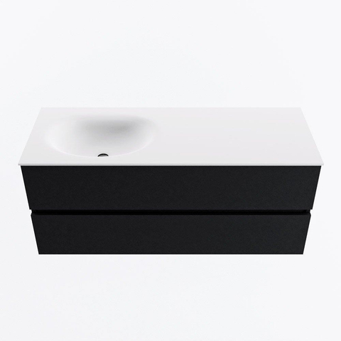 MONDIAZ VICA meuble sous lavabo 120cm Urban 2 tiroirs. Lavabo MOON gauche sans trou de robinet, couleur Talc. SW1381930