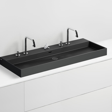 Clou Wash me nouveau lavabo 110cm sans prise céramique noire mate SW440845