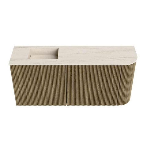 Mondiaz JOYA-DLUX 91.6cm meuble de salle de bains - arrondi droit couleur Dusk - Vasque FAYE position Gauche 1 trou de robinet couleur Meli. SW1425854