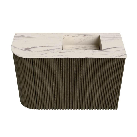 Mondiaz JOYA-DLUX 61.6cm toiletmeubel - ronding links kleur Shadow - Wastafel FAYE positie Rechts Zonder kraangat kleur Nata. SW1424993