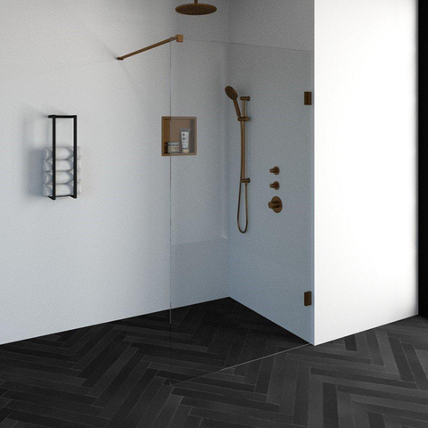 BRAUER Créer Douche à l'italienne - 110x200cm - sans profil - anti-calcaire - verre de sécurité 8mm - cuivre SW486550