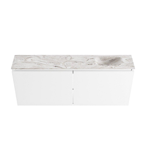 MONDIAZ TURE-DLUX meuble de toilette 120 cm Talc. EDEN lavabo Glace position à droite. Sans trou de robinet. SW1103135