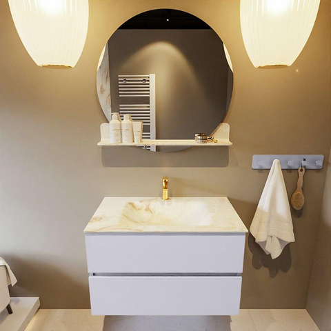 MONDIAZ VICA-DLUX Ensemble meuble de salle de bains - 80cm - meuble bas cale - 2 tiroirs - lavabo encastré cloud central - 1 trou de robinet - version haute 60cm - frape SW1089042