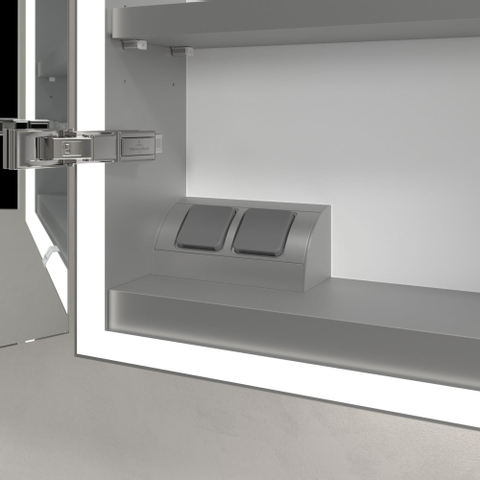 Villeroy & Boch My View Now My view spiegelkast - 80x75cm - 2 deuren - 2 contactdoos LED - zilver SW641657