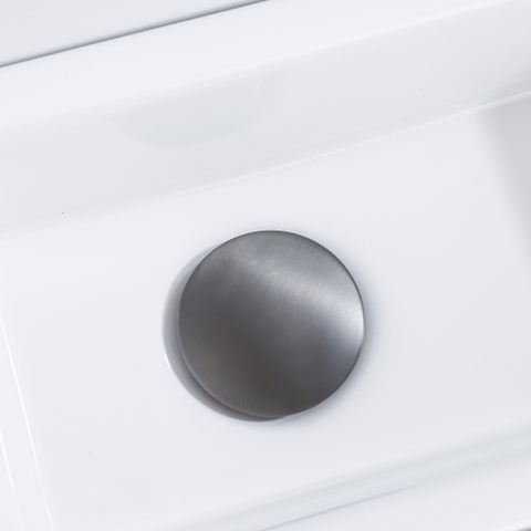 FugaFlow Efficiente Pietra Ensemble de fontaine - 37,5x18,5x9cm - céramique - trou de robinet à droite - robinet de fontaine gunmetal - bouchon de vidange - siphon abaissé - blanc mat SW1442201