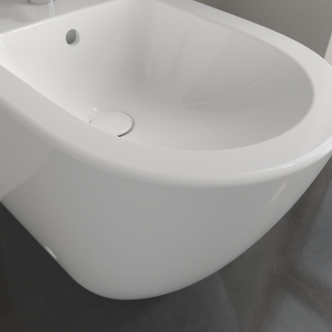 Villeroy & Boch Subway 2.0 staand bidet - 37x56cm - 3 kraangaten middelste open - met overloop - White Alpine (glans wit) 1025182