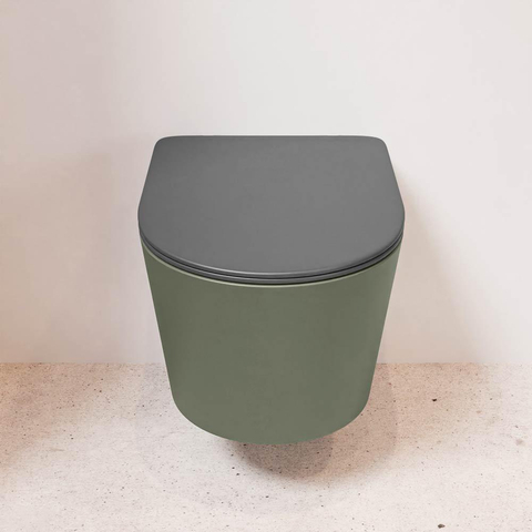 Mondiaz LAVIE WC suspendu – sans bride – 36 x 53 cm – avec abattant softclose – Army (vert), abattant Dark grey (gris) SW1208597