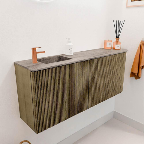 Mondiaz JOYA-DLUX 101.6cm toiletmeubel - ronding rechts kleur Dusk - Wastafel FAYE positie Links 1 kraangat kleur Oza. SW1426018