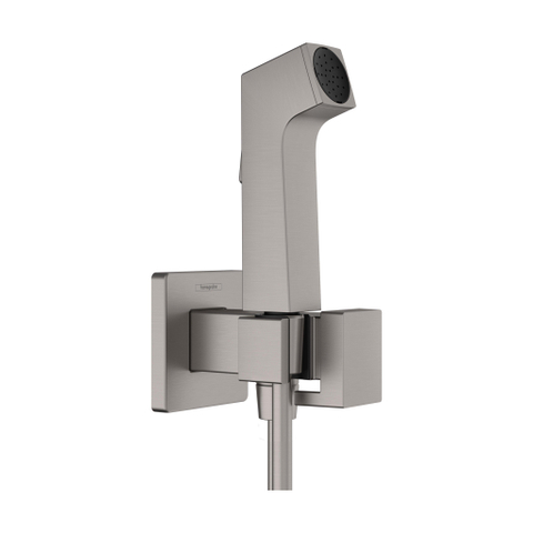 Hansgrohe Bidette bidet handdouche - 1jet e ecosmart v. koud waterm. Porter douchehouder en doucheslang 125cm - brushed black chroom SW1172913