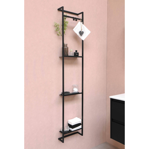 Proline Wandframe Stalen inclusief 2 handdoekhaakjes 33x11x169cm Mat zwart SHOWROOMMODEL SHOW25364