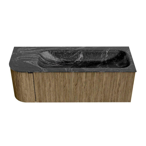 Mondiaz KURVE-DLUX Ensemble de meuble de salle de bains - 125x46x40cm - 1 tiroir - 1 porte - vasque solid surface - droite - sans trou de robinet - Dusk SW1415271