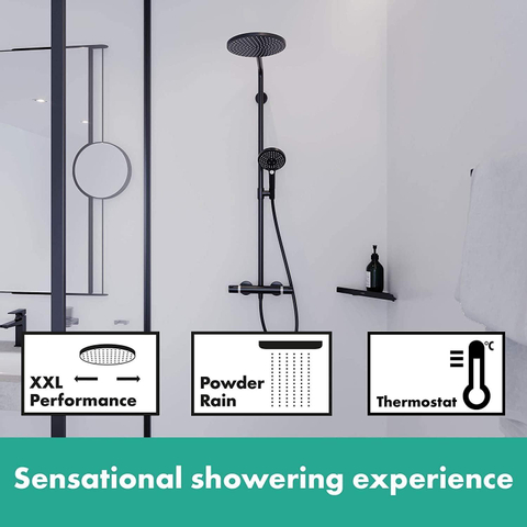 Hansgrohe Raindance Select S - select Regendoucheset - thermostaat - hoofddouche 24cm - mat zwart SW297615
