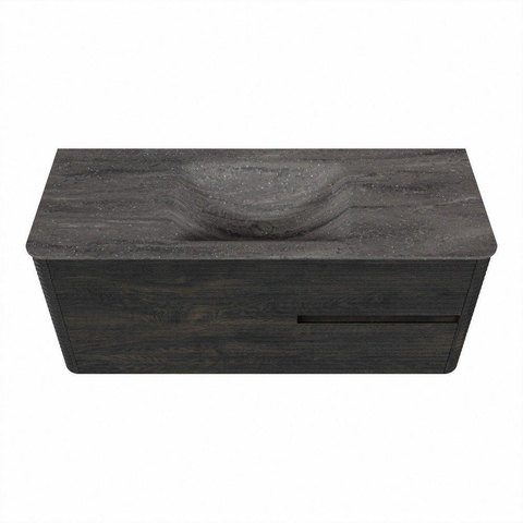 Mondiaz CIRO-DLUX Meuble de salle de bains - 120x45x50cm - Plan vasque Solid surface Oza - 1 vasque centrale - 1 trou de robinet - 2 tiroirs - Shadow SW1532630