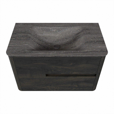 Mondiaz CIRO-DLUX Badkamermeubelset - 80x45x50cm - Solid surface wastafel Oza - 1 wasbak Midden - 1 kraangat - 2 lades - Shadow SW1532611