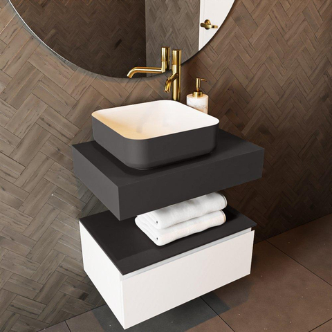 Mondiaz TOP 41 Topblad - 40x41x12cm - geschikt voor afdekplaat - Solid surface - Dark Grey SW1025009