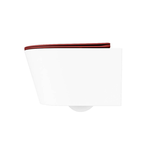 Mondiaz LAVIE hangtoilet – spoelrandloos – 36 x 53 cm – met softclose zitting – Talc (wit), zitting Fire (rood) SW1208669