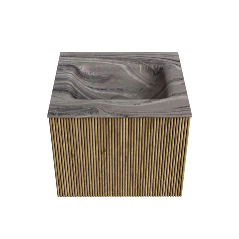 MONDIAZ KURVE-DLUX Meuble de salle de bains 50cm couleur Dusk avec 1 tiroir et 0 porte. Lavabo GRUNNE Central sans trou de robinet Sombra. SW1433815