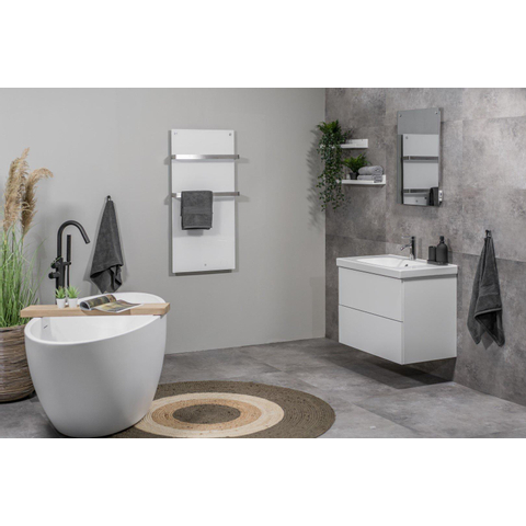 Eurom Sani 600 Comfort Panneau infrarouge salle de bains 115x46.5cm Wifi 600watt Verre Blanc SW656484