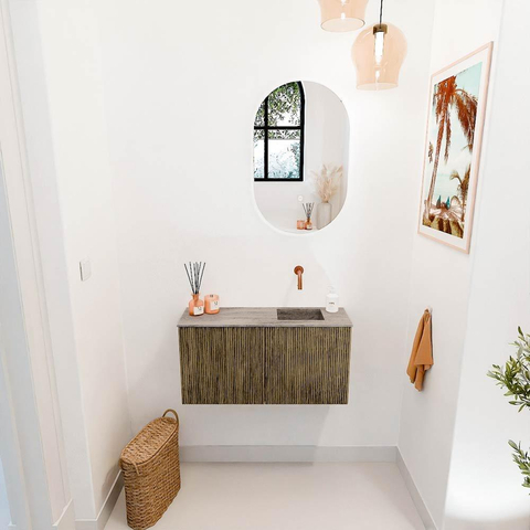 Mondiaz JOYA-DLUX 80cm toiletmeubel - kleur Dusk - Wastafel FAYE positie Rechts Zonder kraangat kleur Oza. SW1425983