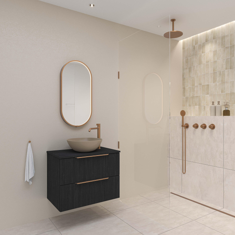 INK SP28 miroir – ovale – 40 x 80 cm – LED directe tout autour – chauffage de miroir – Cuivre brossé SW956166