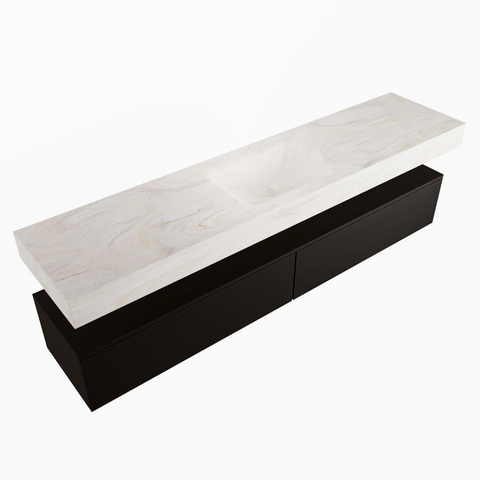 Mondiaz ALAN-DLUX Ensemble de meuble - 200cm - meuble Urban mat - 2 tiroirs - Lavabo Cloud Ostra suspendu - vasque Centre - 1 trou de robinet SW807439