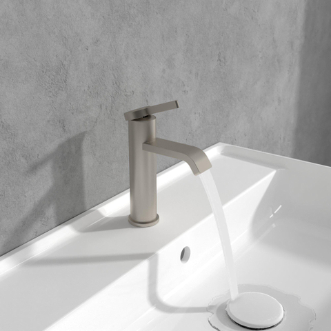 Villeroy & Boch Dawn 1 greeps wastafelkraan - zonder pop up afvoergarnituur - Brushed Nickel (rvs) SW974108
