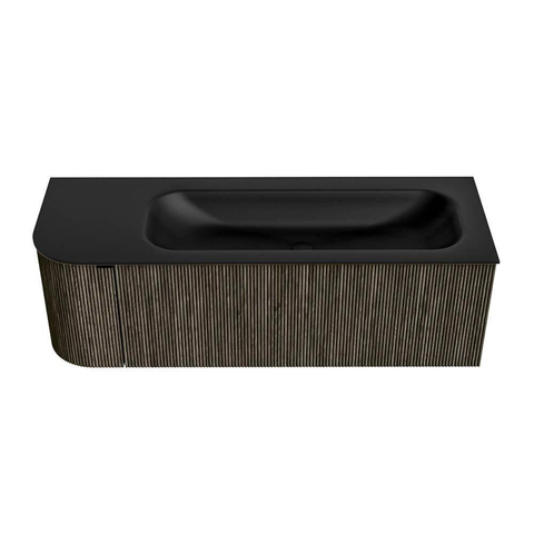 Mondiaz KURVE Badkamermeubelset - 135x46x40cm - 1 lade - 1 deur - wastafel solid surface - rechts - zonder kraangat - Shadow SW1414261