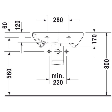 Duravit Durastyle Wastafel - 65x57cm - met 1 kraangat - zonder overloop - wit SW54103