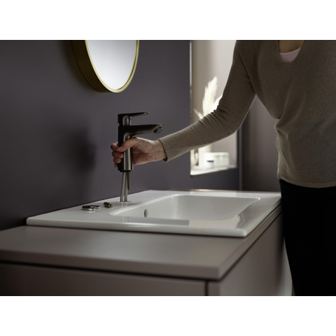 Hansgrohe Talis e 1 greeps wastafelkraan - 110 PopUp - trekwaste - hoogglans zwart chroom SW358789