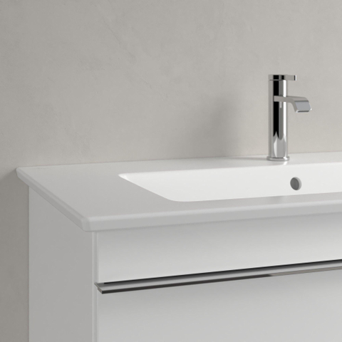 Villeroy & Boch venticello meubelwastafel - met wasbak midden - 1 kraangat doorgestoken - 100x50cm (geschikt - voor 3 kraangaten) - met overloop CeramicPlus - Stone White (mat wit) SW209629